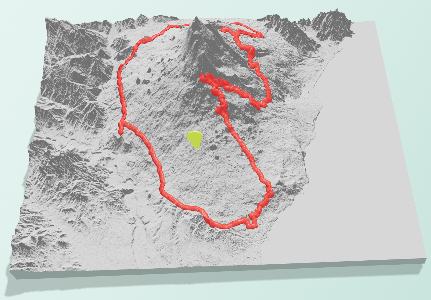 3D terrain preview using a neutral grey classic hillshade style